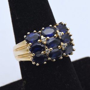 Ross-Simons - Vintage Sapphires and Diamonds Gold Tone Sterling Silver Ring